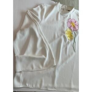 StyleWe Floral Embroidered Blouse XXL Pink Yellow Flower Boho Top Women